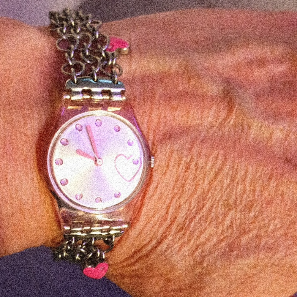 Pink Swatch watch with hearts new battery 22mm Fits A Max 7 Inch Wrist